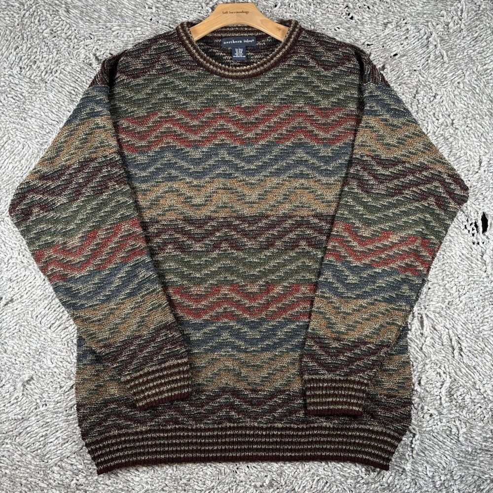 Vintage Northern Isles Knit Sweater Men’s Large Winter Preppy Golf Hiking USA